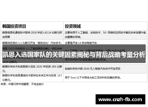 凯恩入选国家队的关键因素揭秘与背后战略考量分析