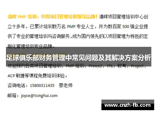 足球俱乐部财务管理中常见问题及其解决方案分析 足球俱乐部财务管理中常见问题及其解决方案分析